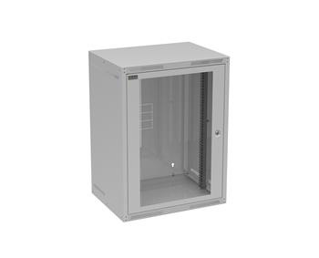 Rozvádzač nástenný GrandN 16U 450 mm, dvere sklo, RAL 7035, GrandN-16U-645-11-G