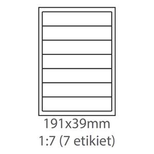 etikety ECODATA Samolepiace 191x39 univerzálne biele 7ks/A4 (100 listov A4/bal.)