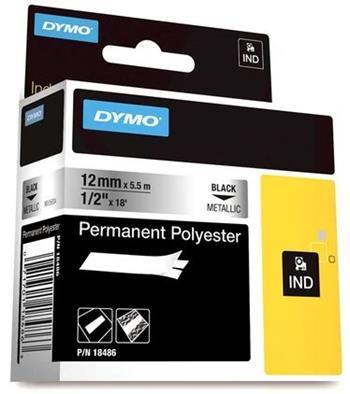 páska DYMO 18486 PROFI D1 RHINO Black On Metallic Permanent Polyester Tape (12mm)