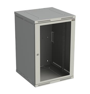 Rozvádzač nástenný SENSA 18U 600 mm, dvere sklo, RAL 7035, SENSA-18U-66-11-G