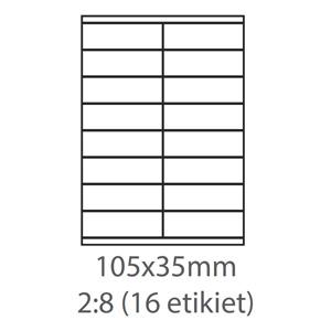 etikety ECODATA Samolepiace 105x35 univerzálne biele 16ks/A4 (100 listov A4/bal.)