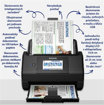 skener EPSON WorkForce ES-580W, A4, 1200dpi, ADF, DUPLEX, USB 3.0, Wi-Fi