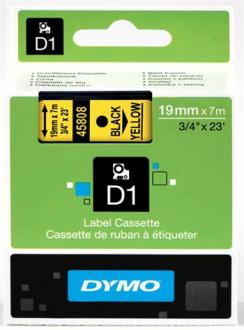 páska DYMO 45808 D1 Black On Yellow Tape (19mm)