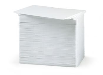 ZEBRA WHITE PVC CARDS, 10 MIL PVC ADHESIVE BACK WITH 14 MIL MYLAR RELEASE LINER, 24 MIL TOTAL THICKN