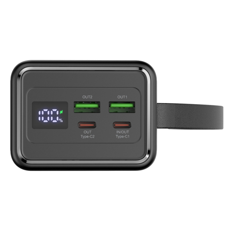 Platinet PMPB6065 Powerbanka 60000 mAh 65W Power Delivery, 2xUSB-C, 2xUSB-A, kábel USB-C 1m, black 3