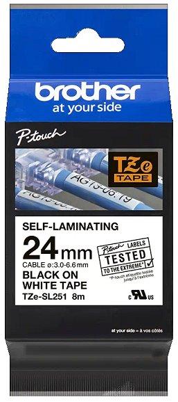 páska BROTHER TZeSL251 čierne písmo, biela páska SELF-LAMINATING Tape (24mm)