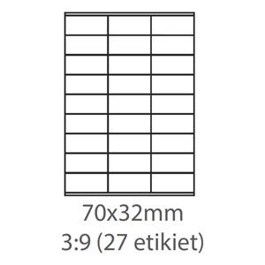 etikety ECODATA Samolepiace 70x32mm, 27ks/A4 univerzálne biele (100 listov A4/bal.)