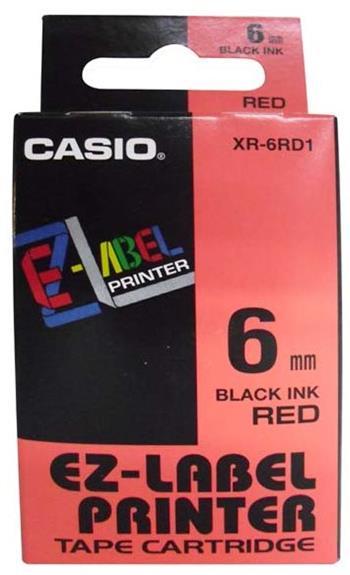 páska CASIO XR-6RD1 Black On Red Tape EZ Label Printer (6mm)