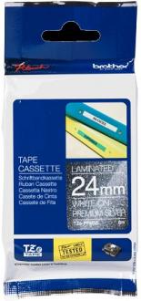 páska BROTHER TZePR955 biele písmo, strieborná premium páska Tape (24mm)