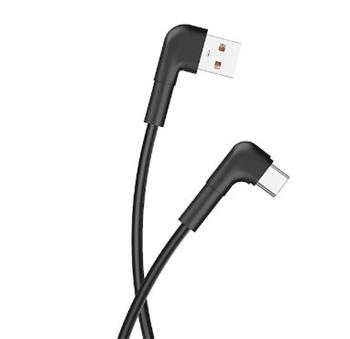 kábel Maxlife MXUC-09 USB-A - USB-C, 1,0 m 3A, zahnuté koncovky, čierny
