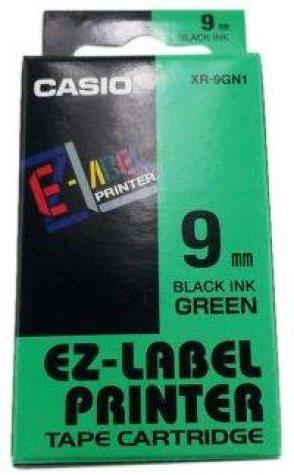 páska CASIO XR-9GN1 Black On Green Tape EZ Label Printer (9mm)