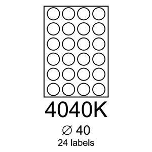 etikety RAYFILM 40mm kruh lesklé transparentné samolepiace laser R04004040KA-LCUTA4 (100 list./A4)
