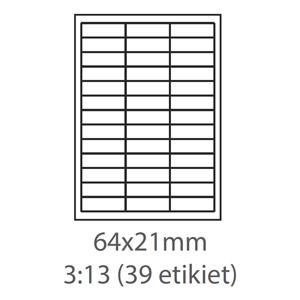 etikety ECODATA Samolepiace 64x21 univerzálne biele 39ks/A4 (100 listov A4/bal.)