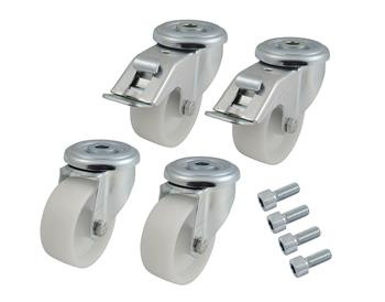 Kolieska otočné pod stojanový rozvádzač, nosnosť 600 kg, set 4 kusov, KOL-HD600
