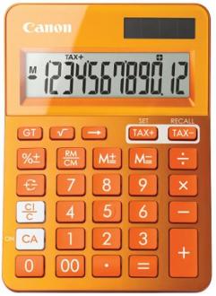 stolová kalkulačka CANON LS-123K oranžová, 12 miest, solárne napájanie + batérie