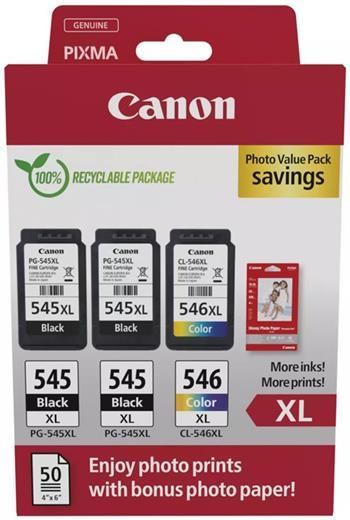 kazeta CANON PG-545 XL black (2x) + CL-546 XL color (1x) MG2450/MG2550 + GP501 10x15