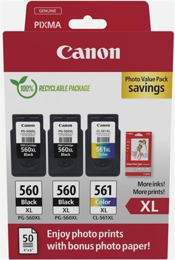 kazeta CANON PG-560 XL black (2x) + CL-561 XL color (1x) TS5350/TS5351/TS5352/TS5353 + GP501 10x15