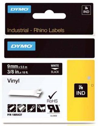 páska DYMO 1805437 PROFI D1 RHINO White On Black Vinyl Tape (9mm)