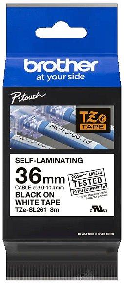 páska BROTHER TZeSL261 čierne písmo, biela páska SELF-LAMINATING Tape (36mm)