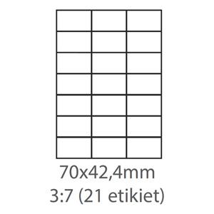 etikety ECODATA Samolepiace 70x42,3 univerzálne biele 21ks/A4 (100 listov A4/bal.)