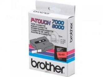 páska BROTHER TX431 čierne písmo, červená páska Tape (12mm)