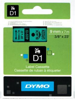 páska DYMO 40919 D1 Black On Green Tape (9mm)