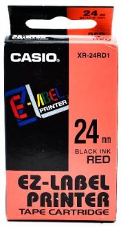 páska CASIO XR-24RD1 Black On Red Tape EZ Label Printer (24m