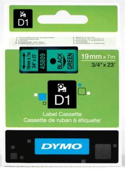 páska DYMO 45809 D1 Black On Green Tape (19mm)