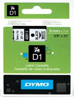 páska DYMO 40913 D1 Black On White Tape (9mm)