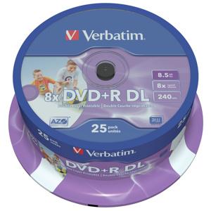 DVD+R VERBATIM Printable DL 8,5GB 8X Dvojvrstvové 25ks/cake
