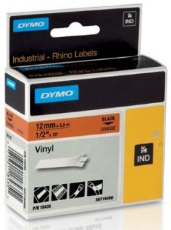 páska DYMO 18435 PROFI D1 RHINO Black On Orange Vinyl Tape (