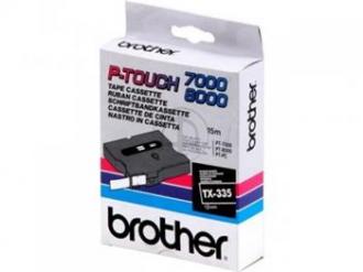 páska BROTHER TX335 biele písmo, čierna páska Tape (12mm)