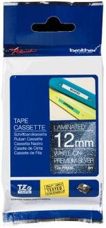 páska BROTHER TZePR935 biele písmo, strieborná premium páska Tape (12mm)