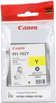 kazeta CANON PFI-102Y yellow iPF 500/510/600/605/610/650/655/700/710/720/750/755/760/765, LP 17/24 (