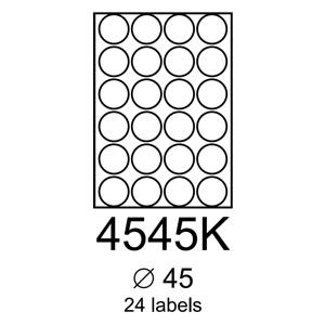 etikety RAYFILM 45mm kruh univerzálne biele R01004545KA (100 list./A4)
