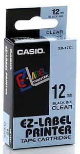 páska CASIO XR-12X1 Black On Transparent Tape EZ Label Print