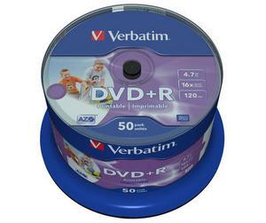 DVD+R VERBATIM 4,7GB 16X 50ks/cake NO ID WIDE printable