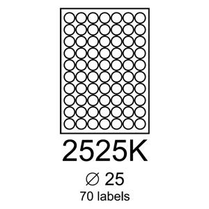 etikety RAYFILM 25mm kruh žlté flourescentné laser R01312525KA (100 list./A4)