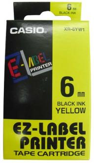 páska CASIO XR-6YW1 Black On Yellow Tape EZ Label Printer (6