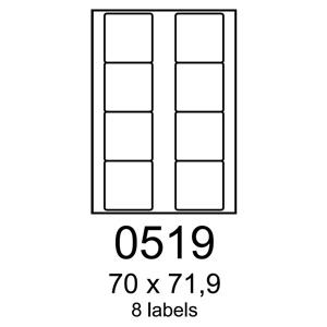 etikety RAYFILM 70x71,9 univerzálne červené R01220519F (1.000 list./A4)